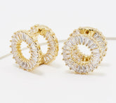 Diamonique x Lisa Freede Baguette Circle Huggie Hoop Goldstone Earrings